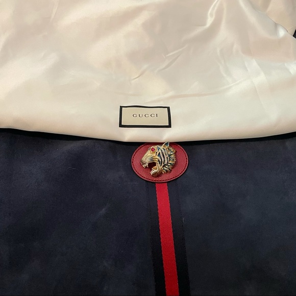Gucci Rajah Large Blue Suede Tote RARE!!! - Picture 7 of 8